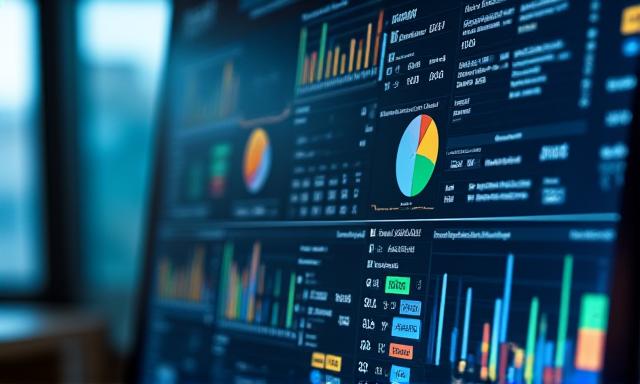 A dashboard showing complex data visualizations and charts